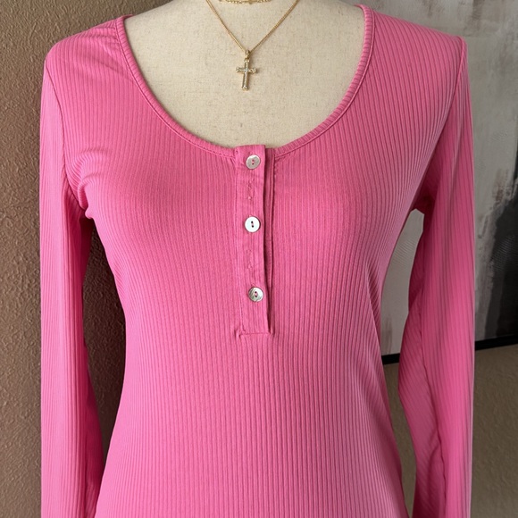 Pink Henley bodysuit long sleeve - Picture 6 of 7